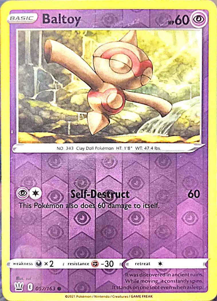 Baltoy reverse holo card front, Battle Styles 57/163