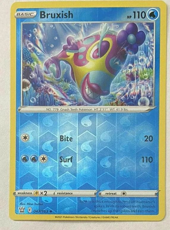 Bruxish reverse holo card front, Battle Styles 43/163