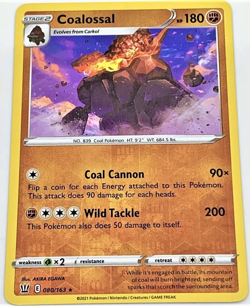 Coalossal reverse holo card front, Battle Styles 80/163