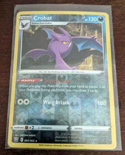 Crobat reverse holo card front, Battle Styles 91/163
