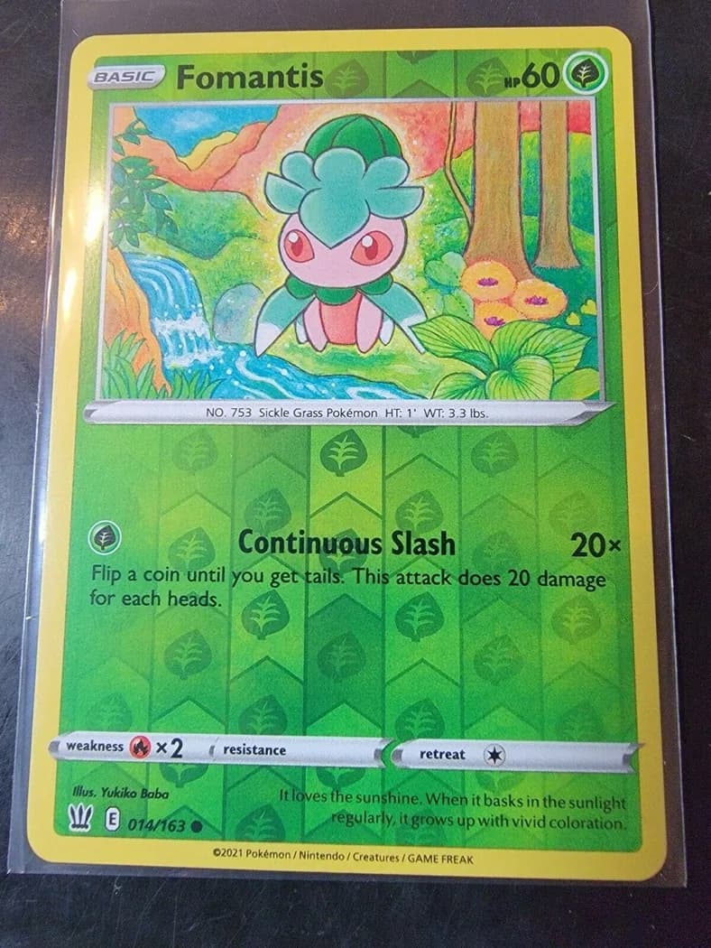 Fomantis reverse holo card front, Battle Styles 14/163