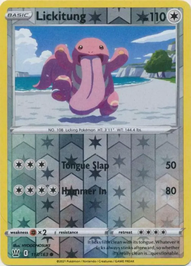 Lickitung reverse holo card front, Battle Styles 113/163