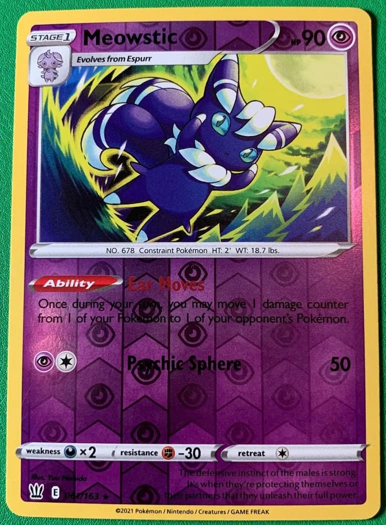 Meowstic reverse holo card front, Battle Styles 61/163