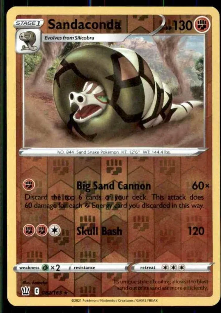 Sandaconda reverse holo card front, Battle Styles 82/163