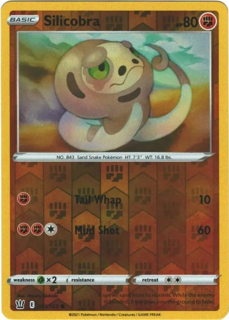 Silicobra reverse holo card front, Battle Styles 81/163