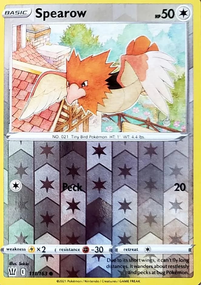 Spearow reverse holo card front, Battle Styles 111/163