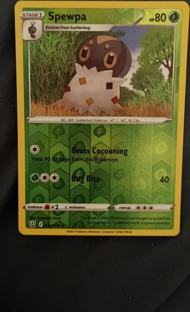 Spewpa reverse holo card front, Battle Styles 12/163