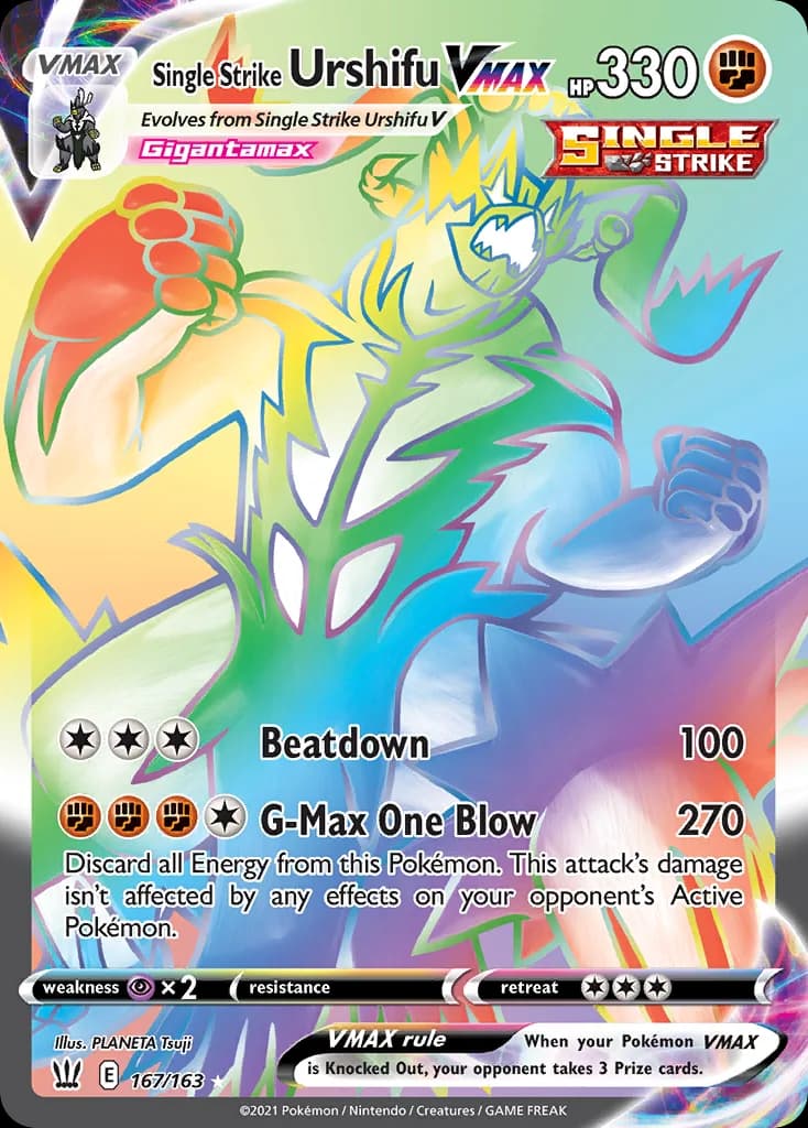 Battle Styles Single Strike Urshifu VMAX card front, 167/163