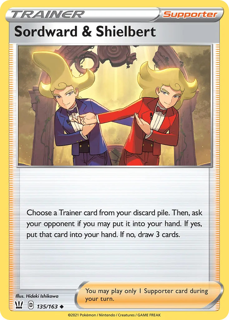 Battle Styles Sordward & Shielbert card front, 135/163