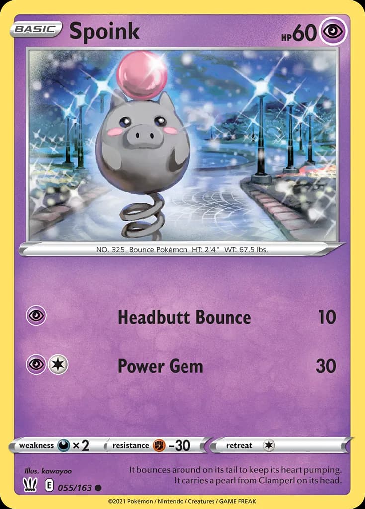 Battle Styles Spoink card front, 55/163