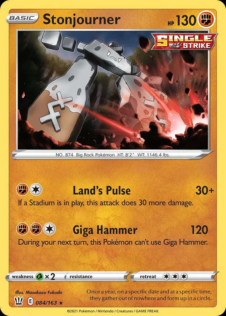 Stonjourner, Battle Styles 84/163, English non-holo base-card reference; reverse-holo finish is not shown