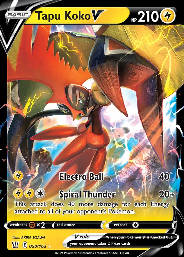 Battle Styles Tapu Koko V card front, 50/163