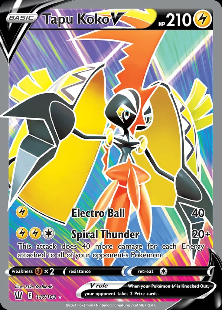 Battle Styles Tapu Koko V card front, 147/163