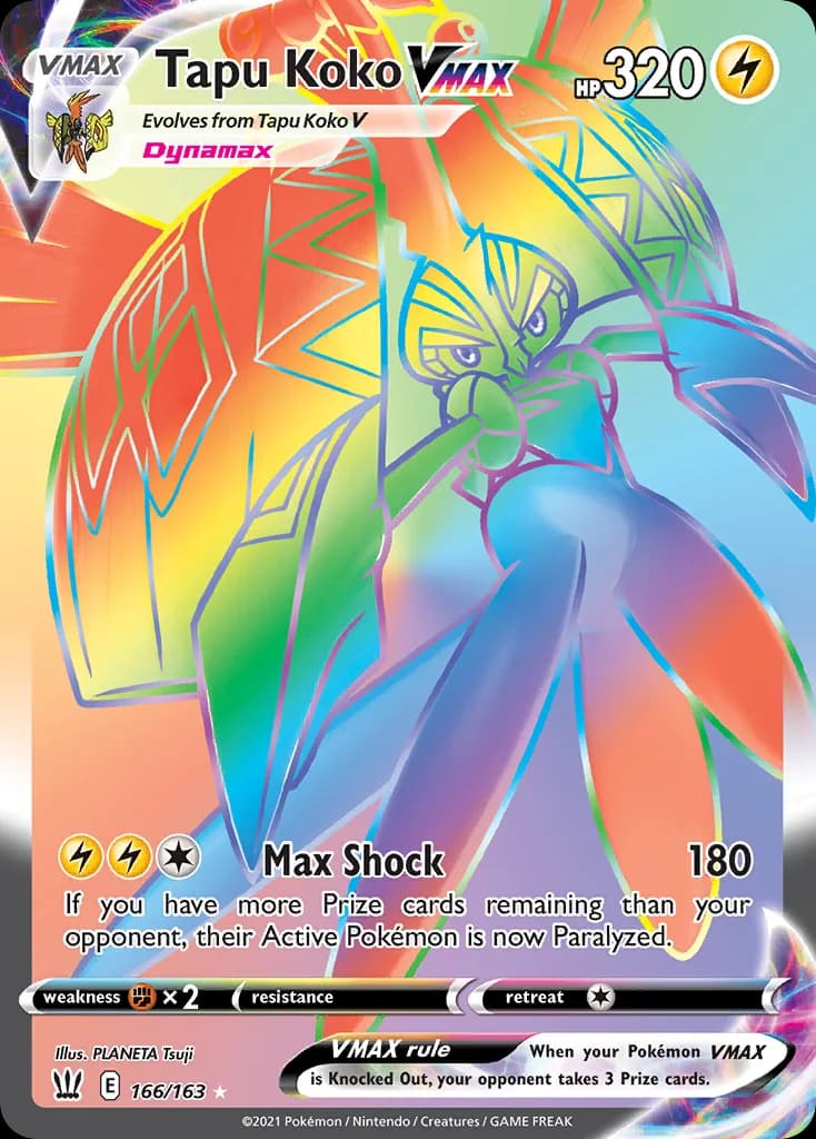 Battle Styles Tapu Koko VMAX card front, 166/163