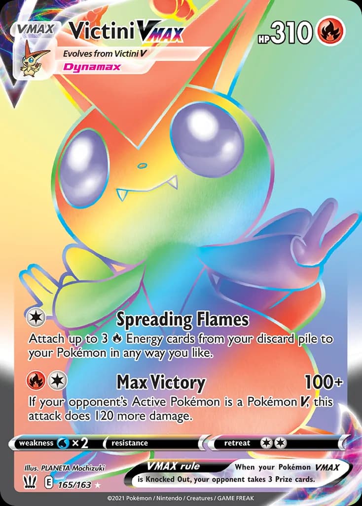 Victini VMAX card front, Battle Styles 165/163