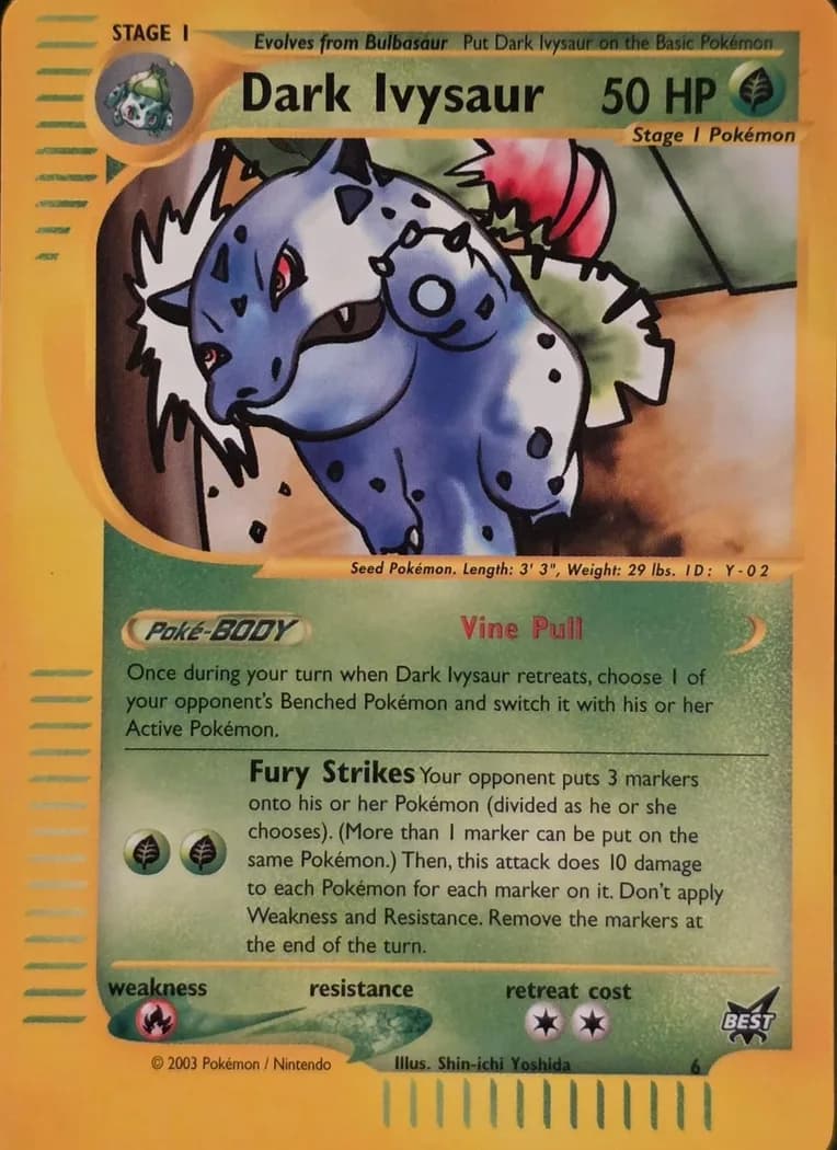Dark Ivysaur card front, Best of Game 6/9