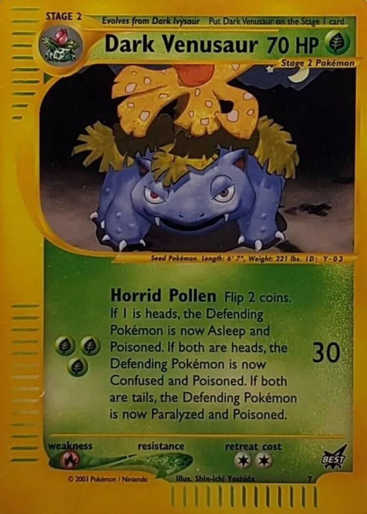 Dark Venusaur card front, Best of Game 7/9