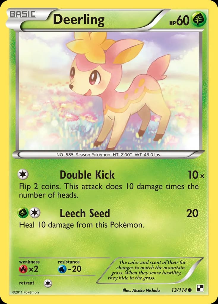 Black & White Deerling card front, 13/114