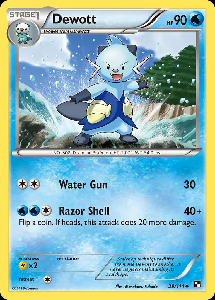 Black & White Dewott card front, 29/114