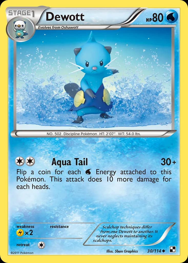 Black & White Dewott card front, 30/114