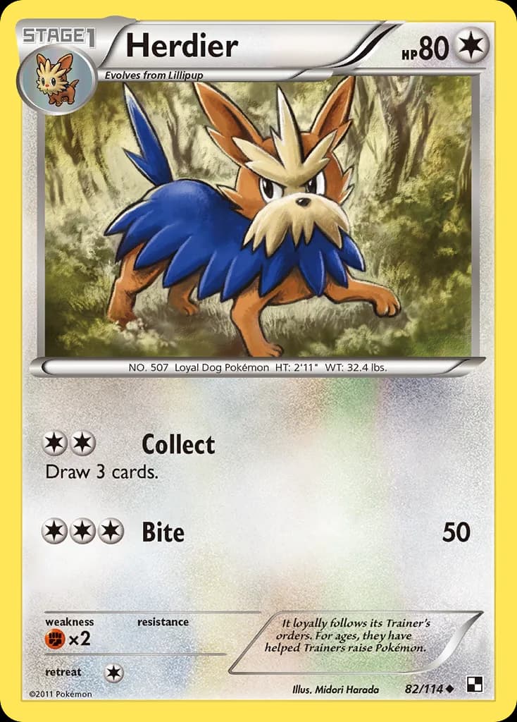 Black & White Herdier card front, 82/114