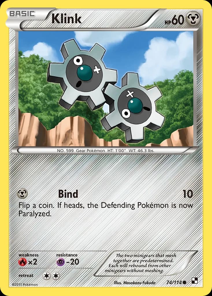 Black & White Klink card front, 74/114