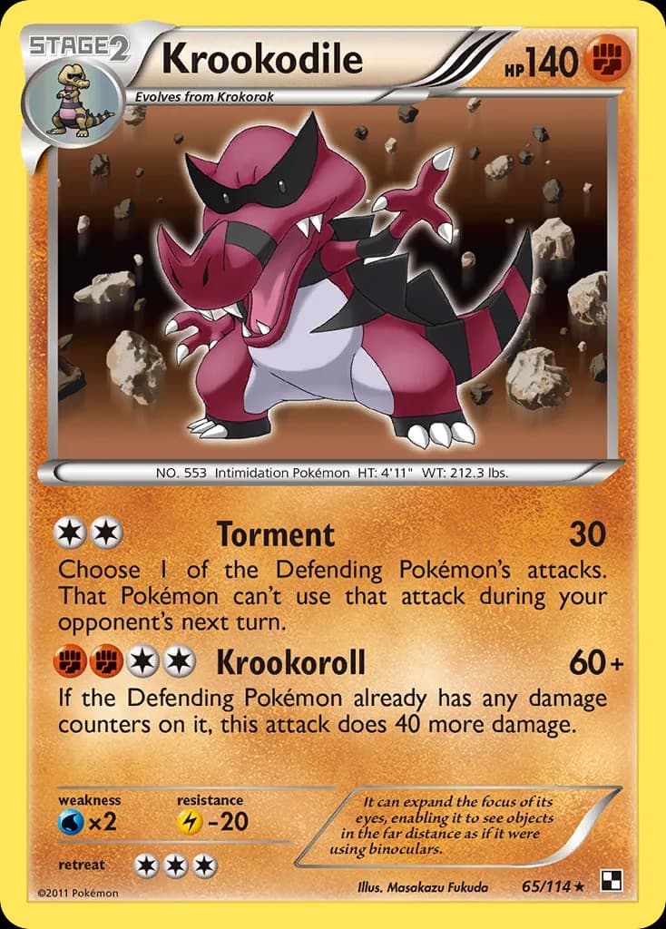 Black & White Krookodile card front, 65/114