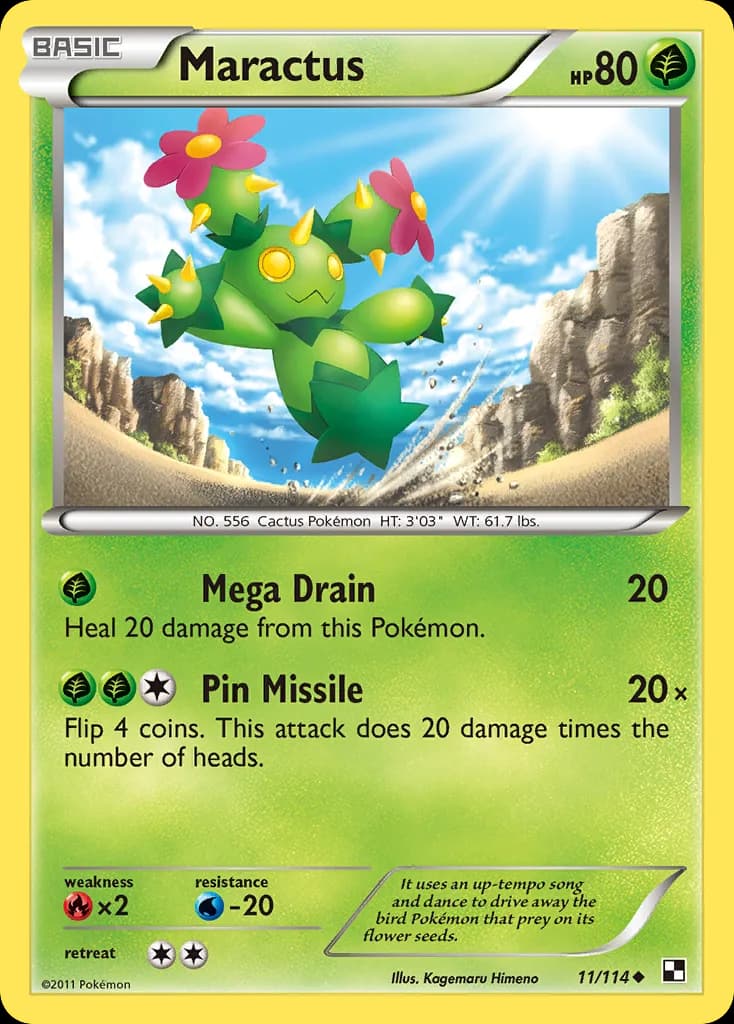 Black & White Maractus card front, 11/114