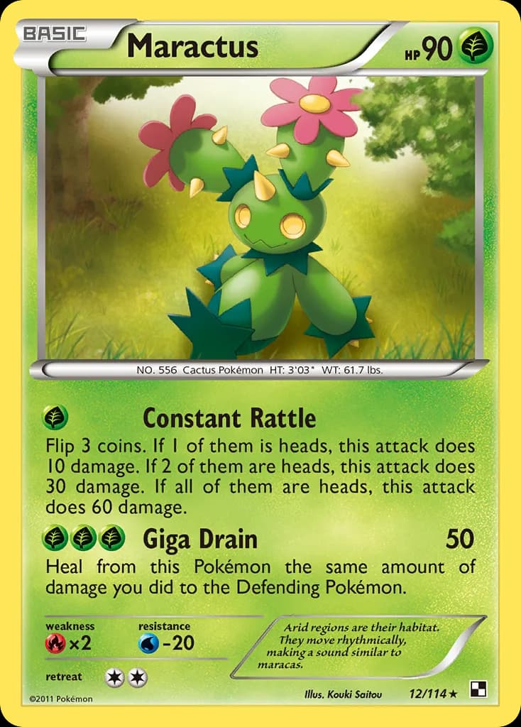 Black & White Maractus card front, 12/114