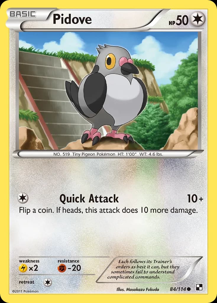 Black & White Pidove card front, 84/114