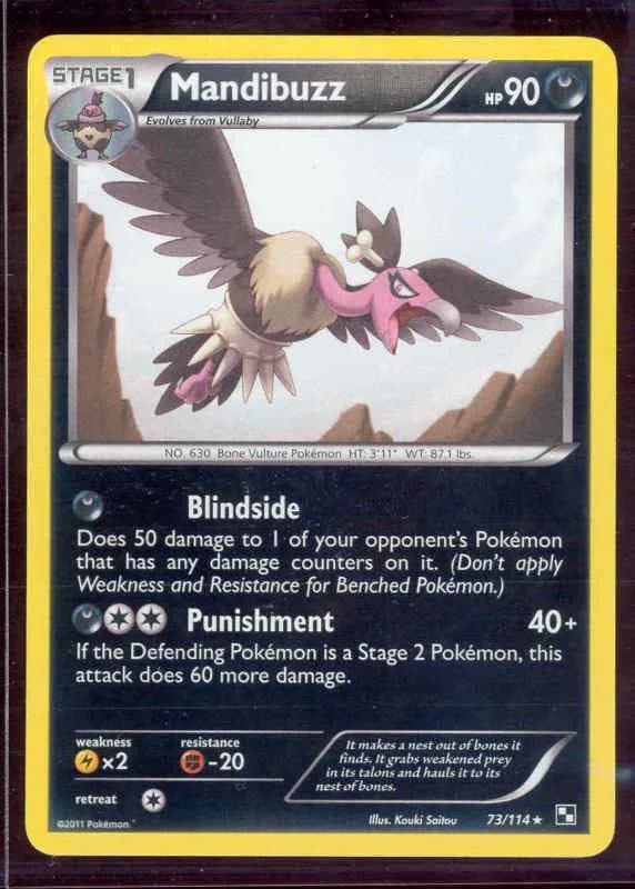 Mandibuzz reverse holo card front, Black & White 73/114