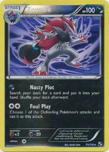 Zoroark reverse holo card front, Black & White 71/114
