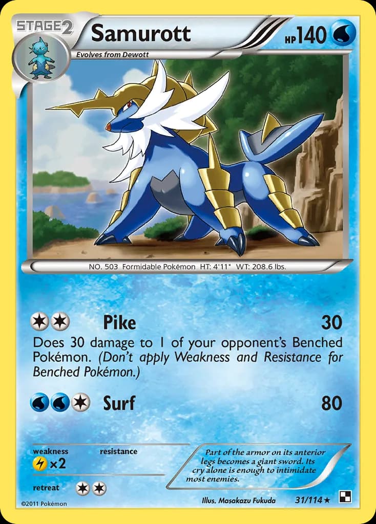 Black & White Samurott card front, 31/114