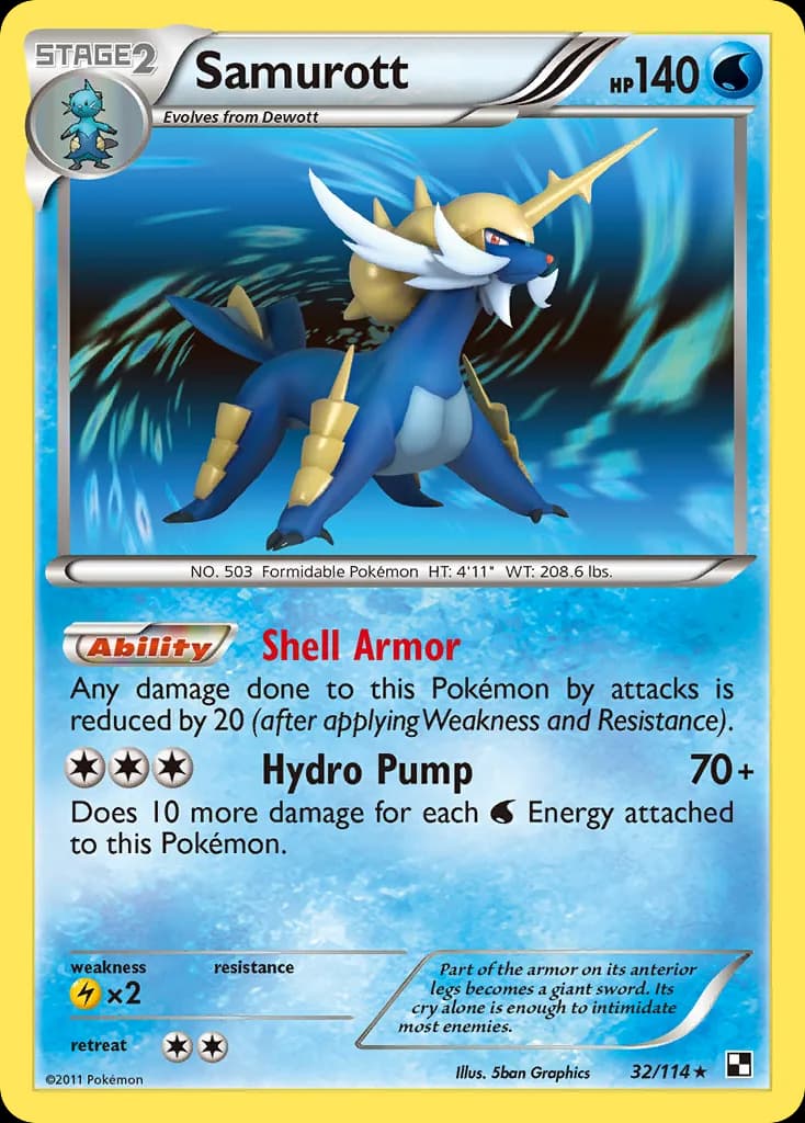 Black & White Samurott card front, 32/114