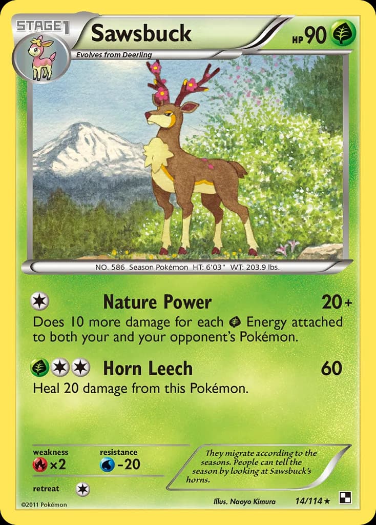 Black & White Sawsbuck card front, 14/114
