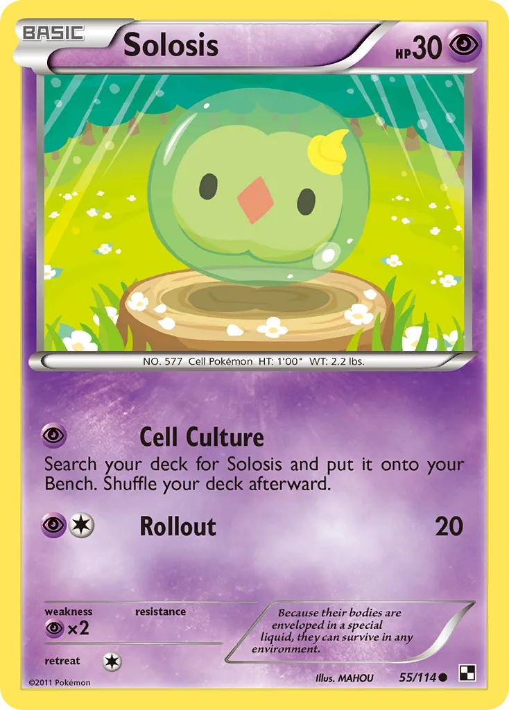 Black & White Solosis card front, 55/114
