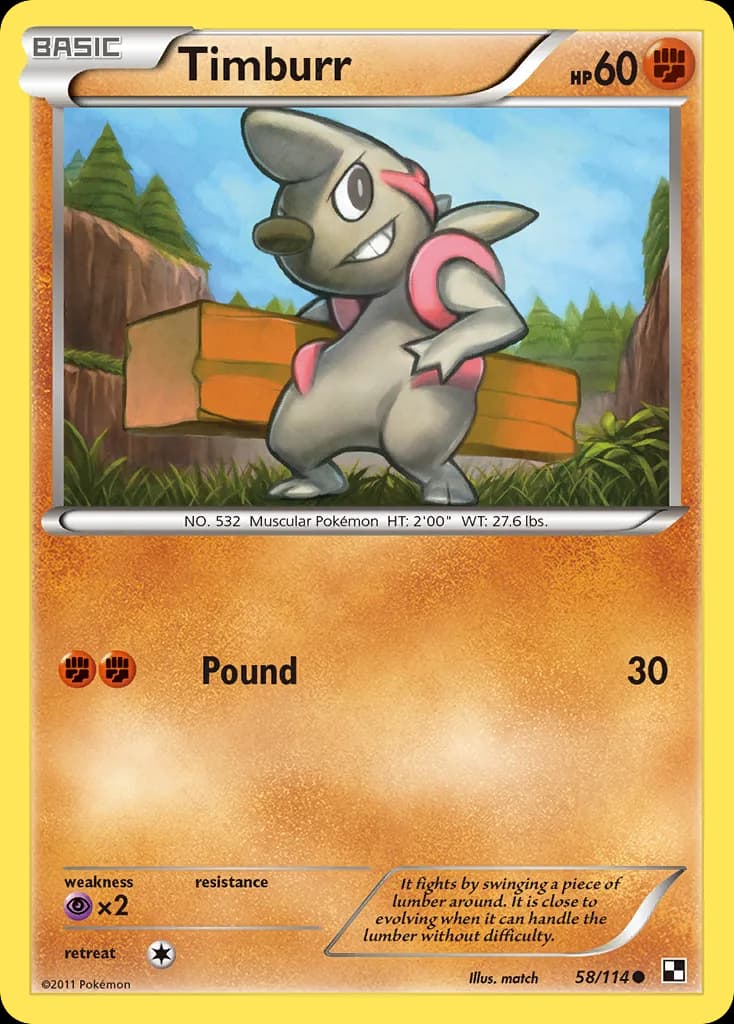 Black & White Timburr card front, 58/114