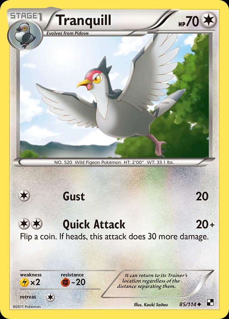 Black & White Tranquill card front, 85/114