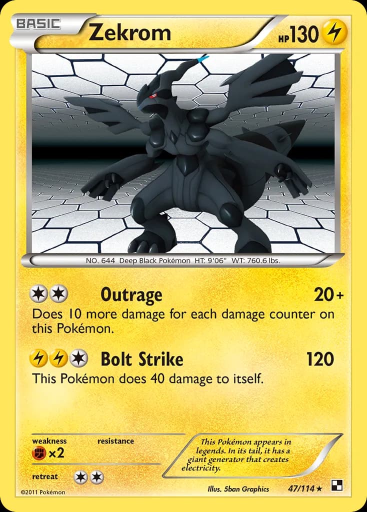 Zekrom card front, Black & White 47/114