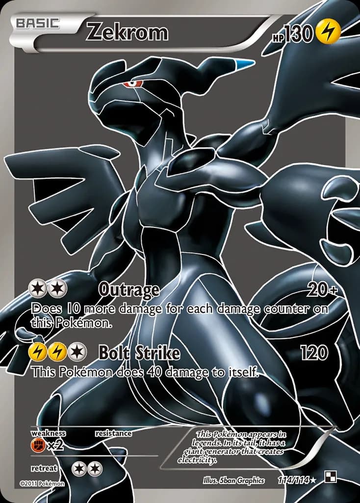 Zekrom card front, Black & White 114/114
