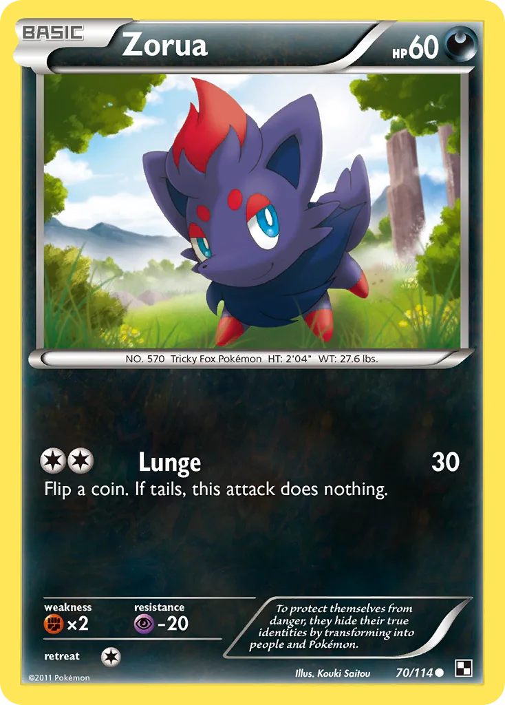 Black & White Zorua card front, 70/114