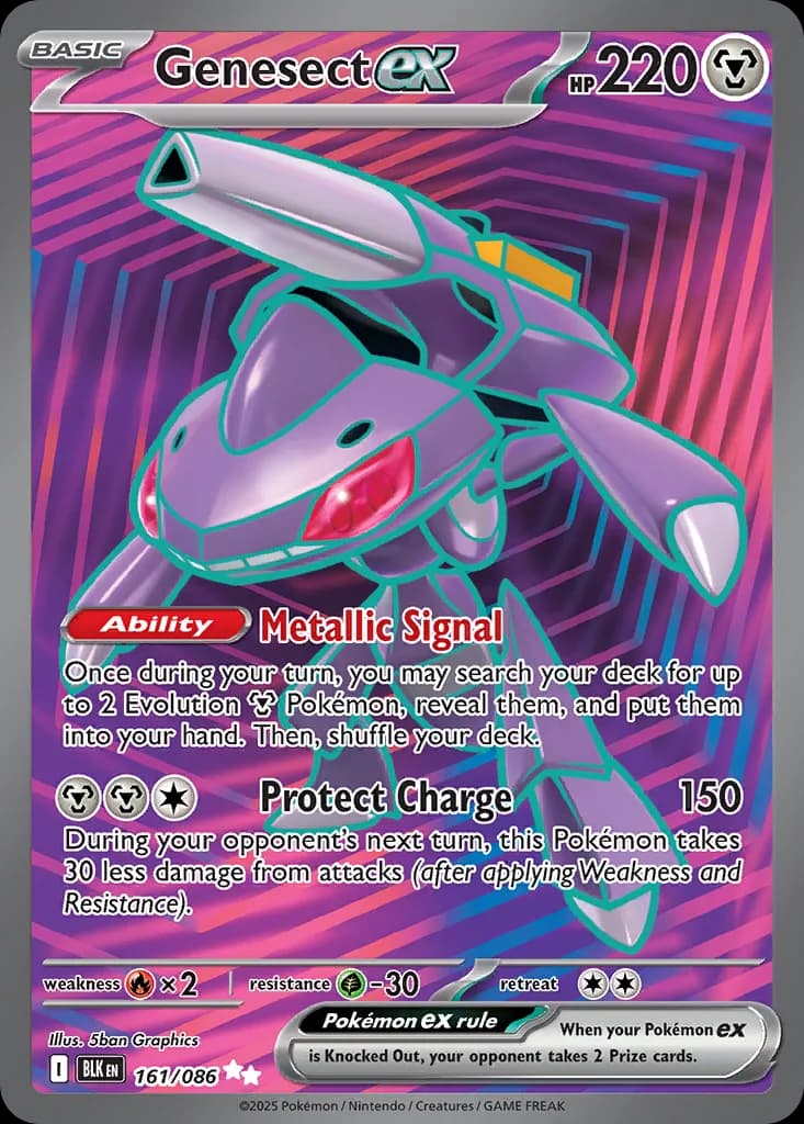 Genesect ex card front, Black Bolt 161/86