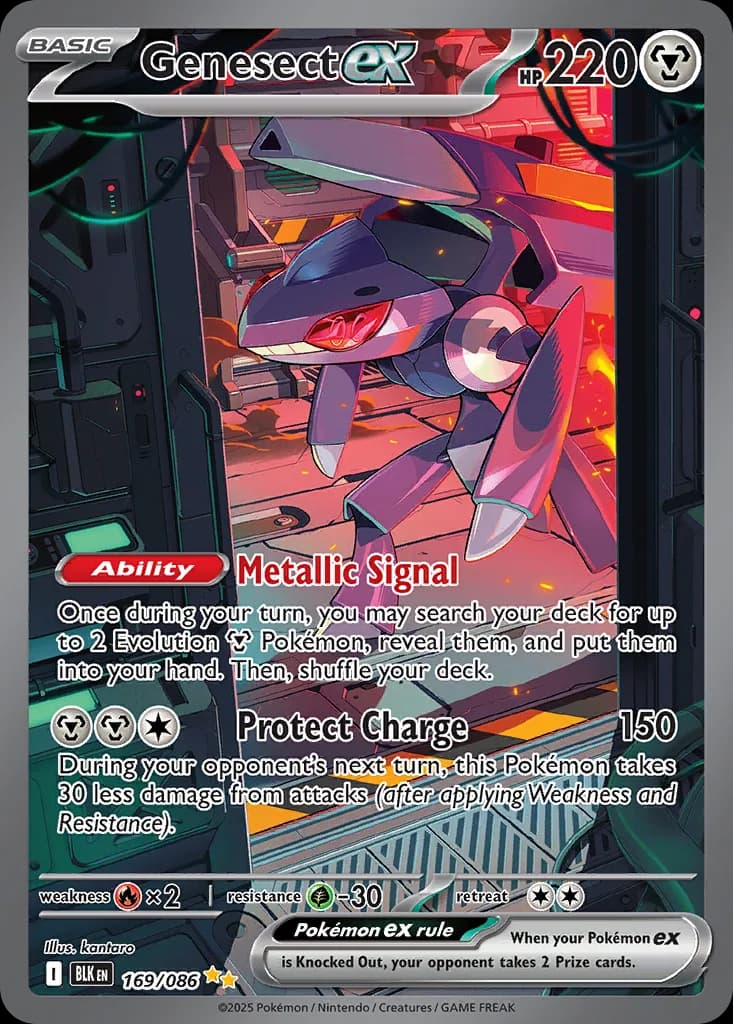 Genesect ex card front, Black Bolt 169/86