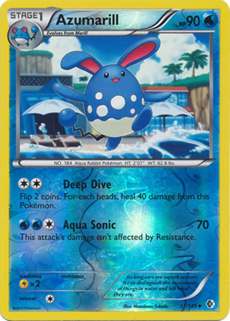 Azumarill reverse holo card front, Boundaries Crossed 37/149