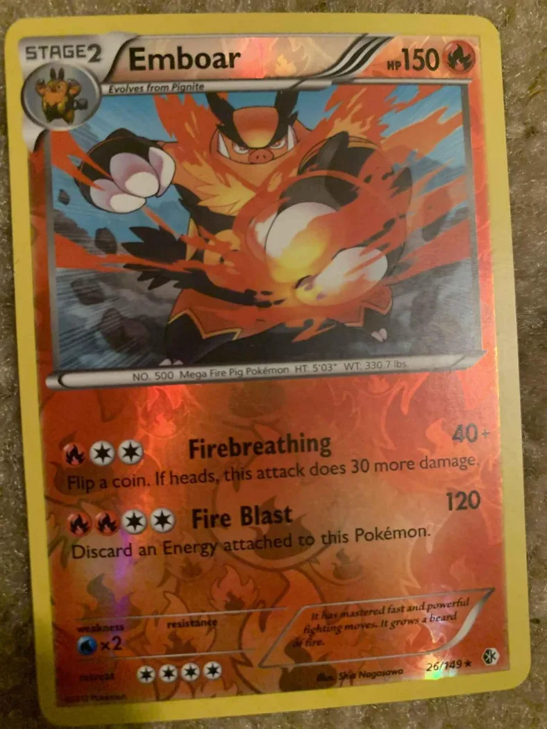 Emboar reverse holo card front, Boundaries Crossed 26/149