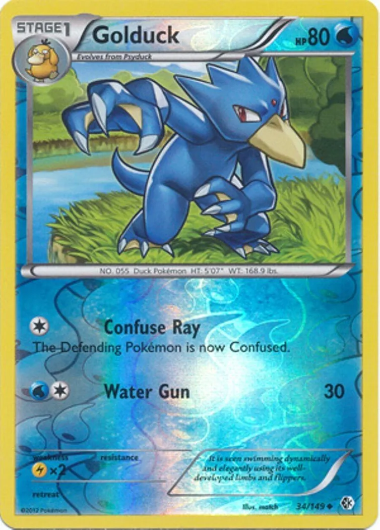 Golduck reverse holo card front, Boundaries Crossed 34/149