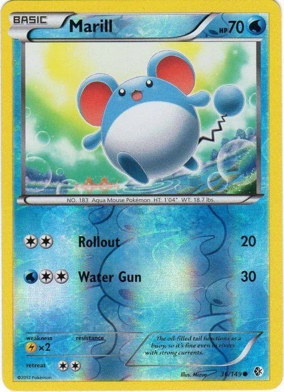 Marill reverse holo card front, Boundaries Crossed 36/149