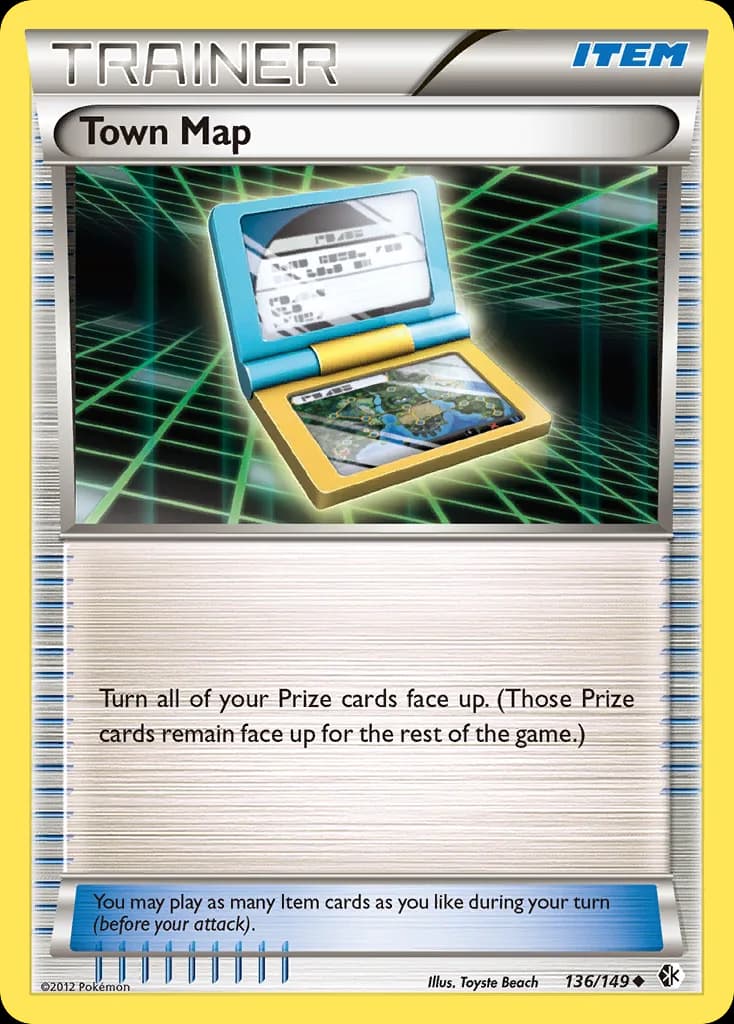 Town Map, Boundaries Crossed 136/149, English non-holo base-card reference; reverse-holo finish is not shown