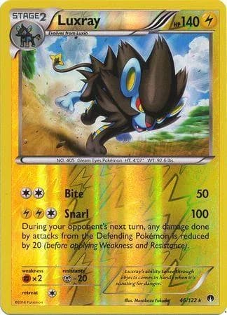Luxray reverse holo card front, BREAKpoint 46/122