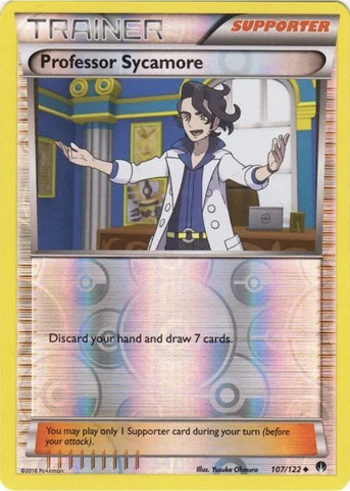 Professor Sycamore reverse holo card front, BREAKpoint 107/122